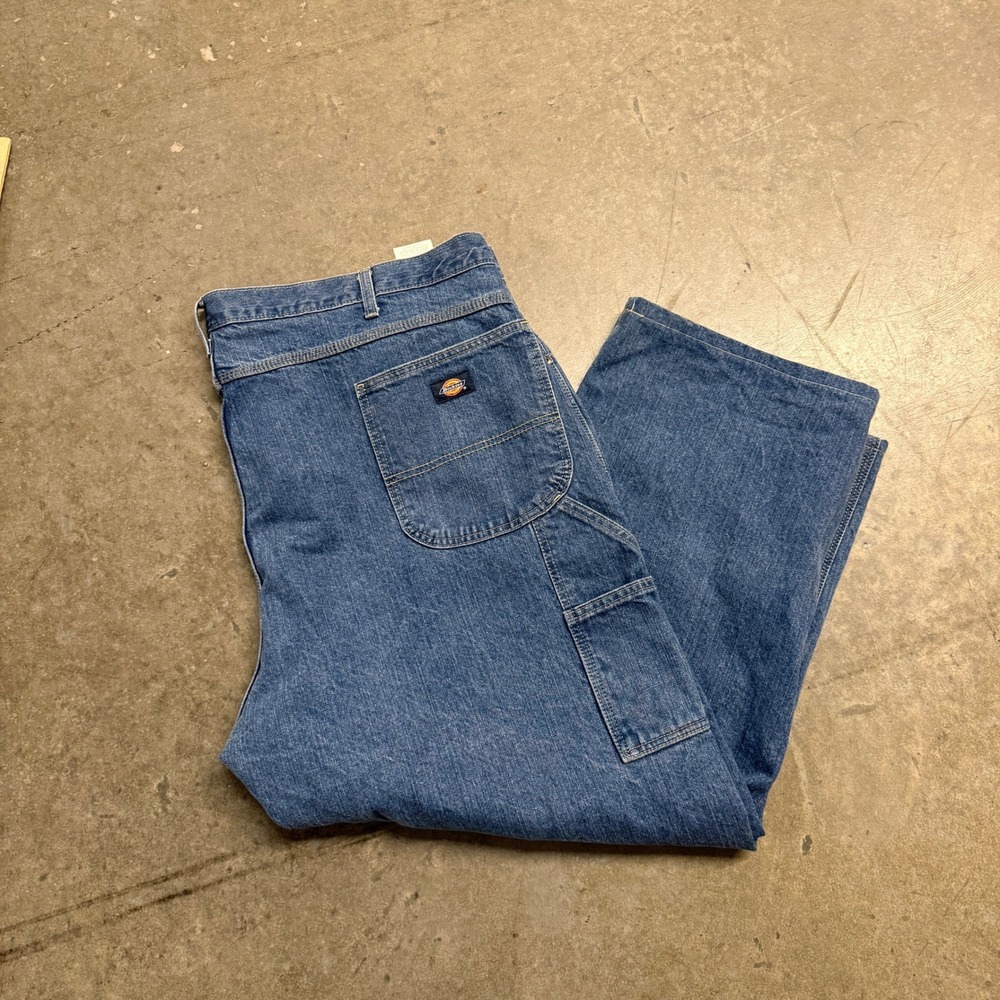 Dickies Mens Carpenter Jeans Denim Blue Work Pants 48x30 Relaxed Fit Utility